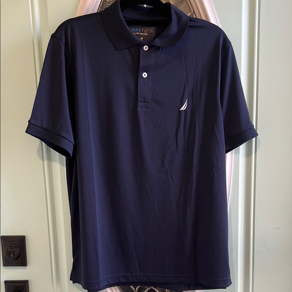 Nautica Men's Nav Tech Performance Polo Shirt (Medium, Navy)